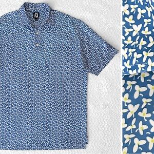 FootJoy Men's Blue Floral Print Polo Shirt Short Sleeve Coyote Springs Golf Club